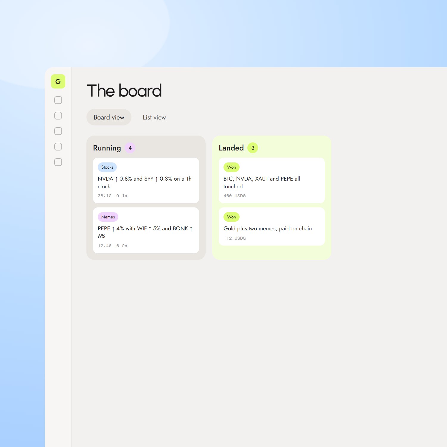 Project list interface