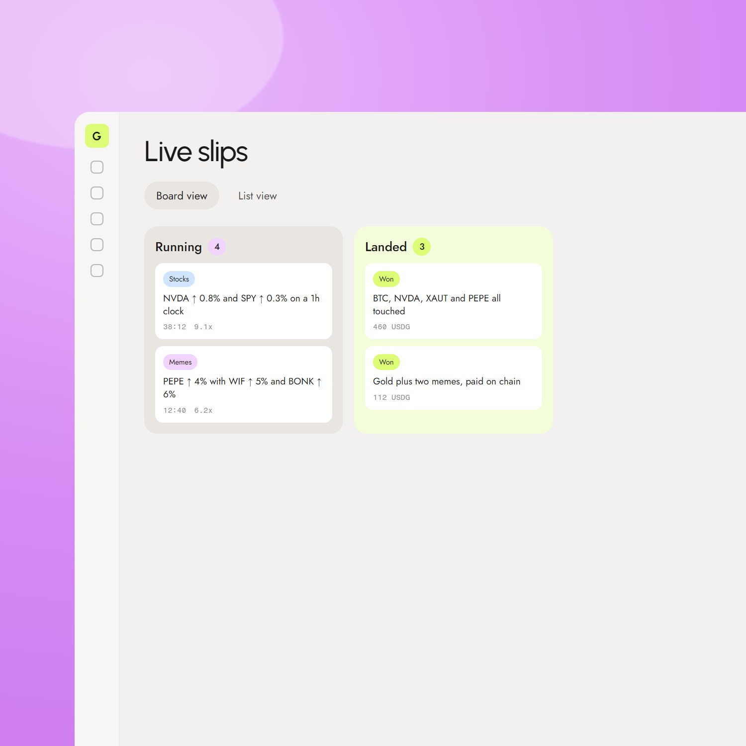 task board interface